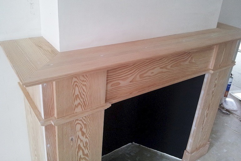 Schouwreconstructie in Oregon pine tijdens de werkzaamheden.