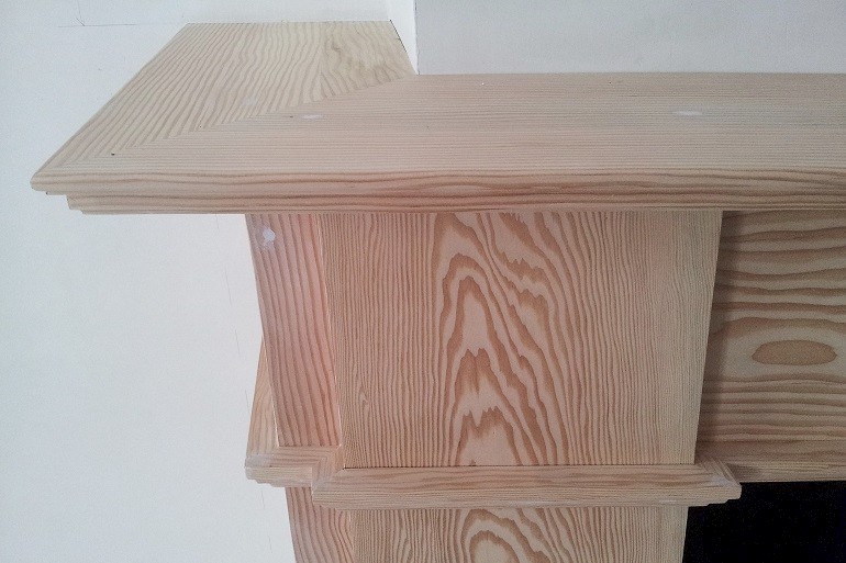 Constructiedetail van de schouw in Oregon pine.