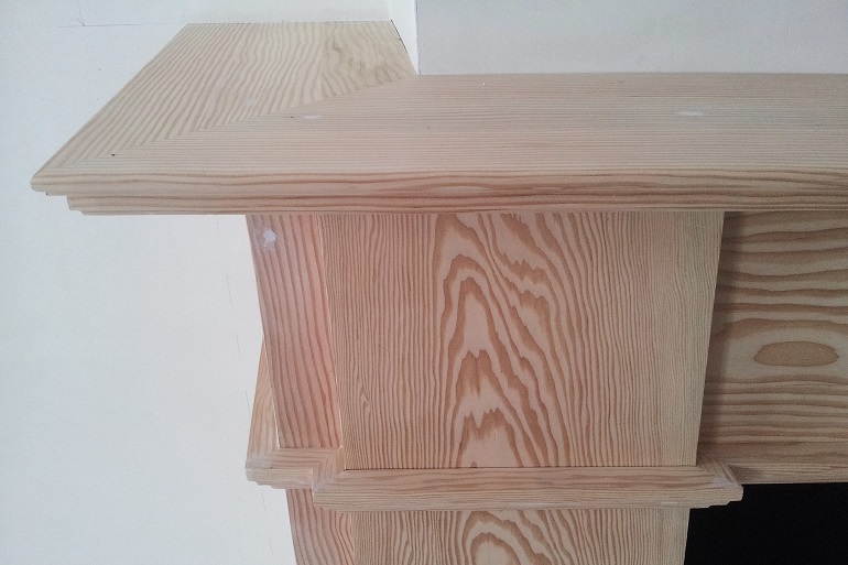 Constructiedetail van de schouw in Oregon pine.